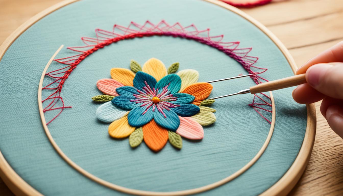 Embroidery for beginners in progress