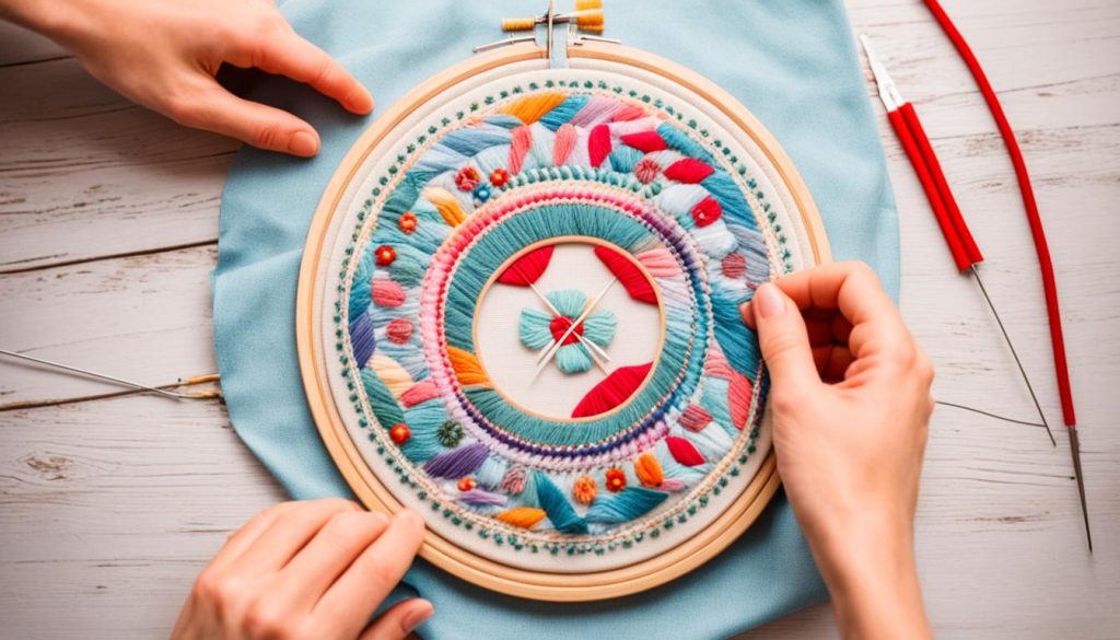 Setting up embroidery hoop