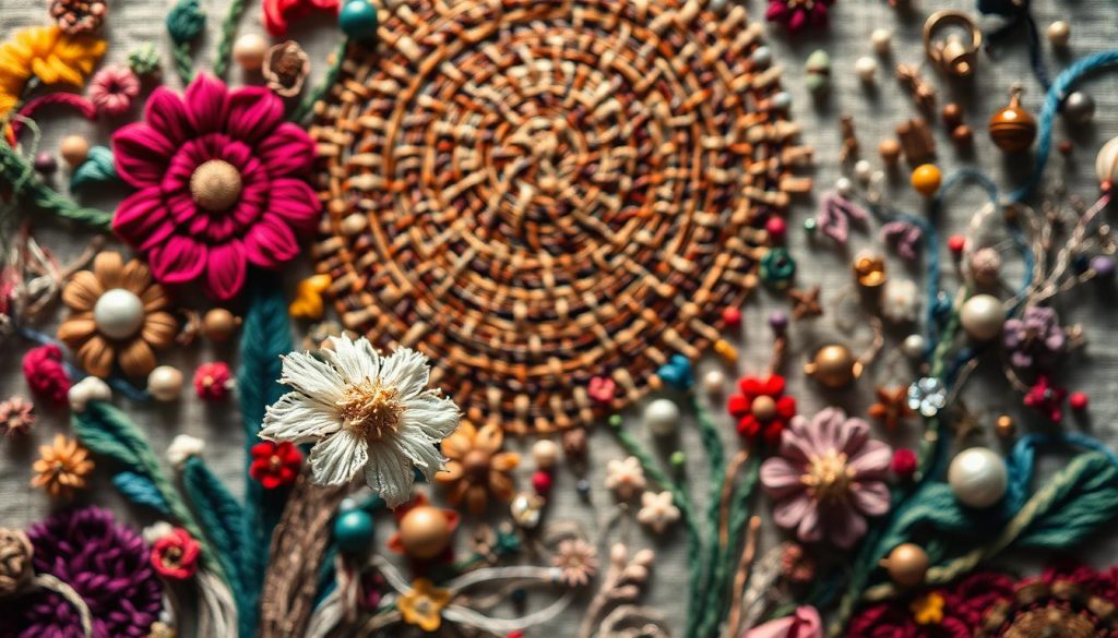 A vibrant and intricate textile art piece, showcasing the history and diverse forms of embroidery. In the foreground, a delicate floral pattern emerges, stitched with precision and care, using a variety of threads and techniques. The middle ground features a captivating tapestry, its woven textures and rich colors creating a mesmerizing visual tapestry. In the background, unexpected materials like metallic threads, beads, and even found objects are skillfully incorporated, adding depth and surprise to the composition. The lighting is soft and diffused, highlighting the nuanced textures and the artistry of the craftsperson. The overall atmosphere evokes a sense of timeless elegance and the celebration of the human hand in creating truly unique and visually compelling textile art. A vibrant and intricate textile art piece, showcasing the history and diverse forms of embroidery. In the foreground, a delicate floral pattern emerges, stitched with precision and care, using a variety of threads and techniques. The middle ground features a captivating tapestry, its woven textures and rich colors creating a mesmerizing visual tapestry. In the background, unexpected materials like metallic threads, beads, and even found objects are skillfully incorporated, adding depth and surprise to the composition. The lighting is soft and diffused, highlighting the nuanced textures and the artistry of the craftsperson. The overall atmosphere evokes a sense of timeless elegance and the celebration of the human hand in creating truly unique and visually compelling textile art.