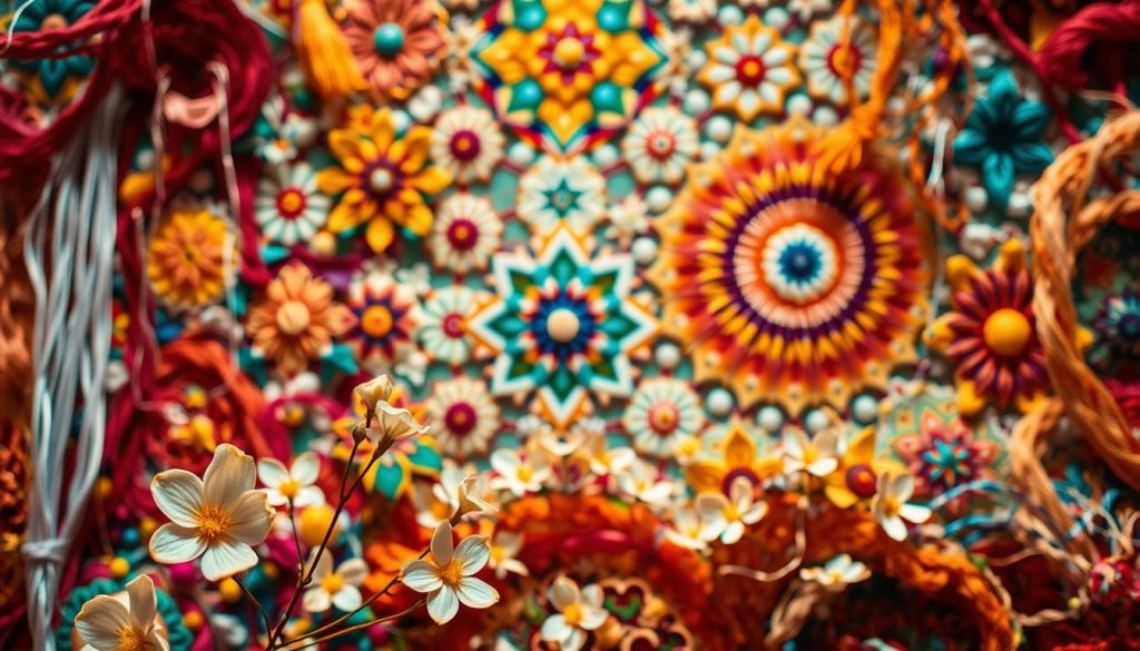 A vibrant tapestry of interwoven threads, textures, and hues, showcasing the artistry of design translation. In the foreground, a delicate floral pattern emerges, its petals rendered with a soft, painterly touch. The middle ground features a mosaic of geometric shapes, each one a unique interpretation of the original design. In the background, a kaleidoscope of colors and patterns blend seamlessly, creating a sense of depth and visual harmony. The lighting is warm and diffused, casting a subtle glow that enhances the richness of the textiles. The overall composition captures the essence of crafting, where the transformation of design into tangible form unlocks a world of creative expression. A vibrant tapestry of interwoven threads, textures, and hues, showcasing the artistry of design translation. In the foreground, a delicate floral pattern emerges, its petals rendered with a soft, painterly touch. The middle ground features a mosaic of geometric shapes, each one a unique interpretation of the original design. In the background, a kaleidoscope of colors and patterns blend seamlessly, creating a sense of depth and visual harmony. The lighting is warm and diffused, casting a subtle glow that enhances the richness of the textiles. The overall composition captures the essence of crafting, where the transformation of design into tangible form unlocks a world of creative expression.