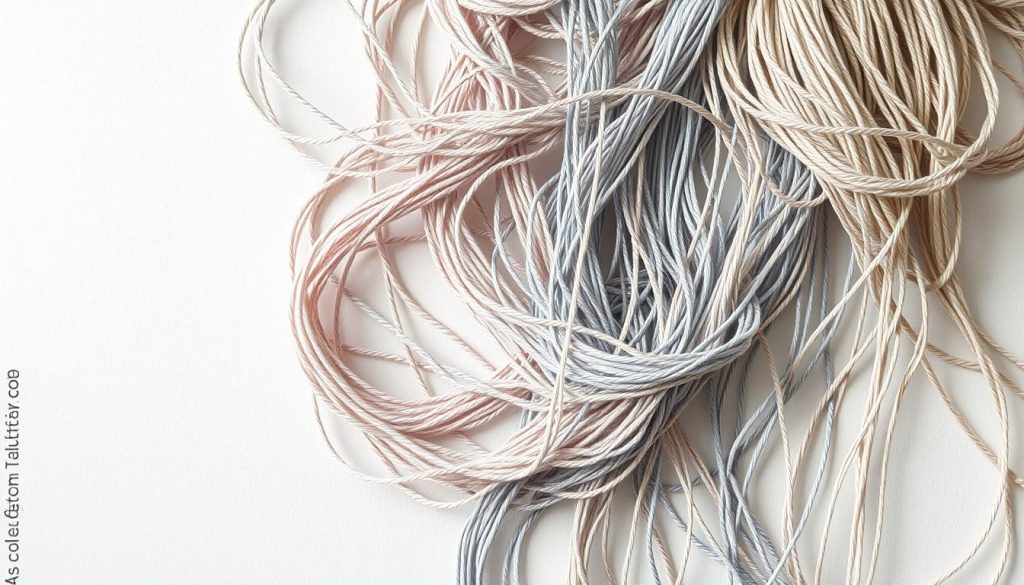 Intricate embroidery threads in a soft, muted color palette, their delicate strands forming a captivating pattern against a neutral background. The threads are arranged in a visually striking, yet harmonious composition, showcasing their versatility and potential for use in knitting. Subtle lighting casts gentle shadows, highlighting the textural qualities of the threads and lending an atmospheric, almost ethereal quality to the scene. The overall impression is one of artistry, craftsmanship, and the endless possibilities of working with these versatile textile materials. Intricate embroidery threads in a soft, muted color palette, their delicate strands forming a captivating pattern against a neutral background. The threads are arranged in a visually striking, yet harmonious composition, showcasing their versatility and potential for use in knitting. Subtle lighting casts gentle shadows, highlighting the textural qualities of the threads and lending an atmospheric, almost ethereal quality to the scene. The overall impression is one of artistry, craftsmanship, and the endless possibilities of working with these versatile textile materials.