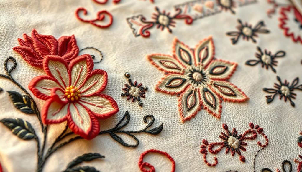 A finely detailed embroidered design fills the frame, capturing the essence of popular embroidery categories. In the foreground, a striking floral pattern with vibrant petals and delicate stitching stands out against a soft, neutral background. The middle ground showcases intricate geometric shapes and patterns, highlighting the versatility of embroidery techniques. Subtle shadows and highlights create depth, while the warm, diffused lighting casts a cozy, inviting atmosphere. The overall composition emphasizes the beauty and craftsmanship of embroidery, showcasing the design elements that consistently resonate with online shoppers. A finely detailed embroidered design fills the frame, capturing the essence of popular embroidery categories. In the foreground, a striking floral pattern with vibrant petals and delicate stitching stands out against a soft, neutral background. The middle ground showcases intricate geometric shapes and patterns, highlighting the versatility of embroidery techniques. Subtle shadows and highlights create depth, while the warm, diffused lighting casts a cozy, inviting atmosphere. The overall composition emphasizes the beauty and craftsmanship of embroidery, showcasing the design elements that consistently resonate with online shoppers.
