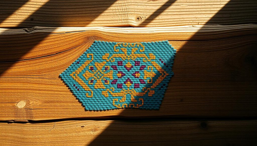 cross stitch on wood